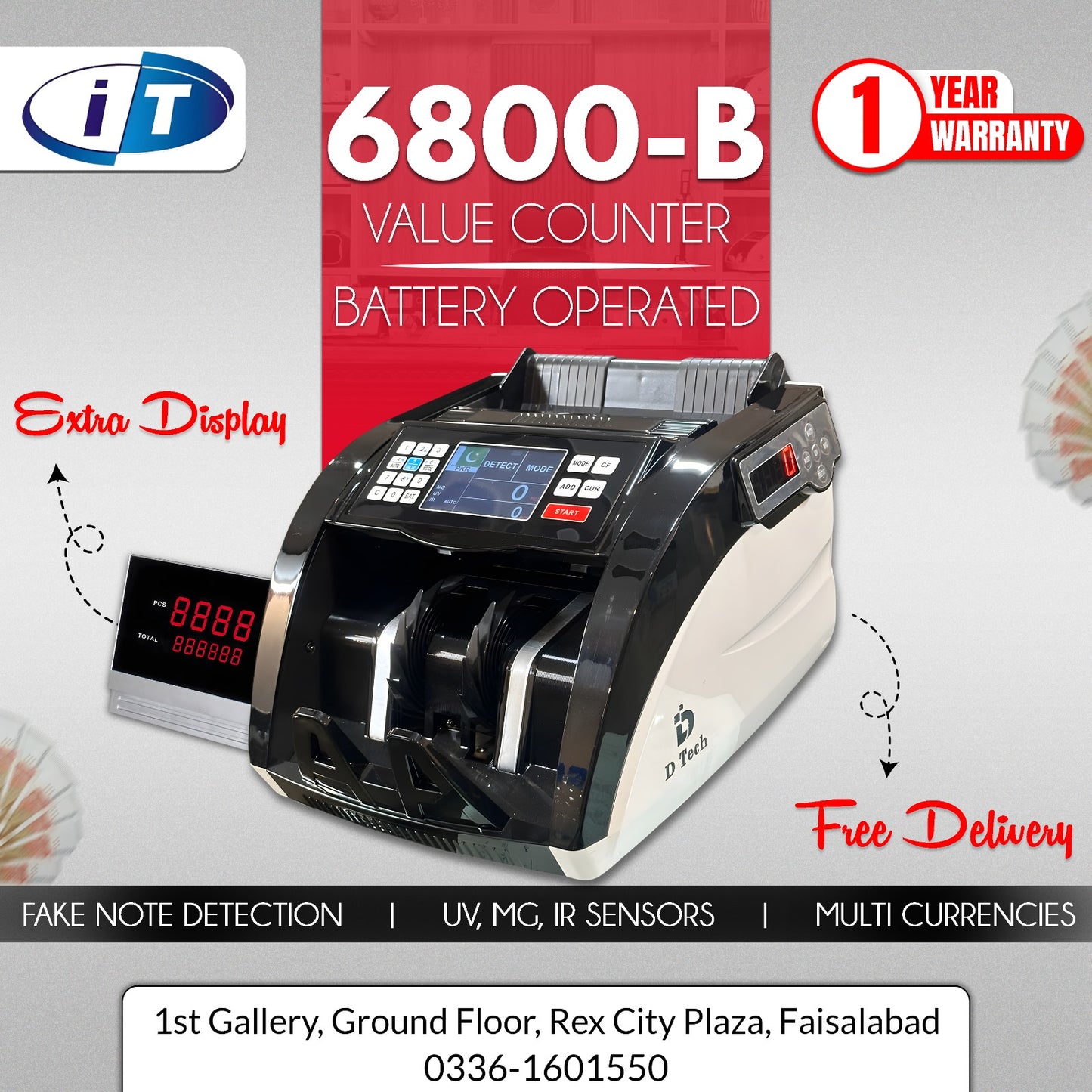 6800-B Battery Operated Cash Counting Machine | I.T. STORE