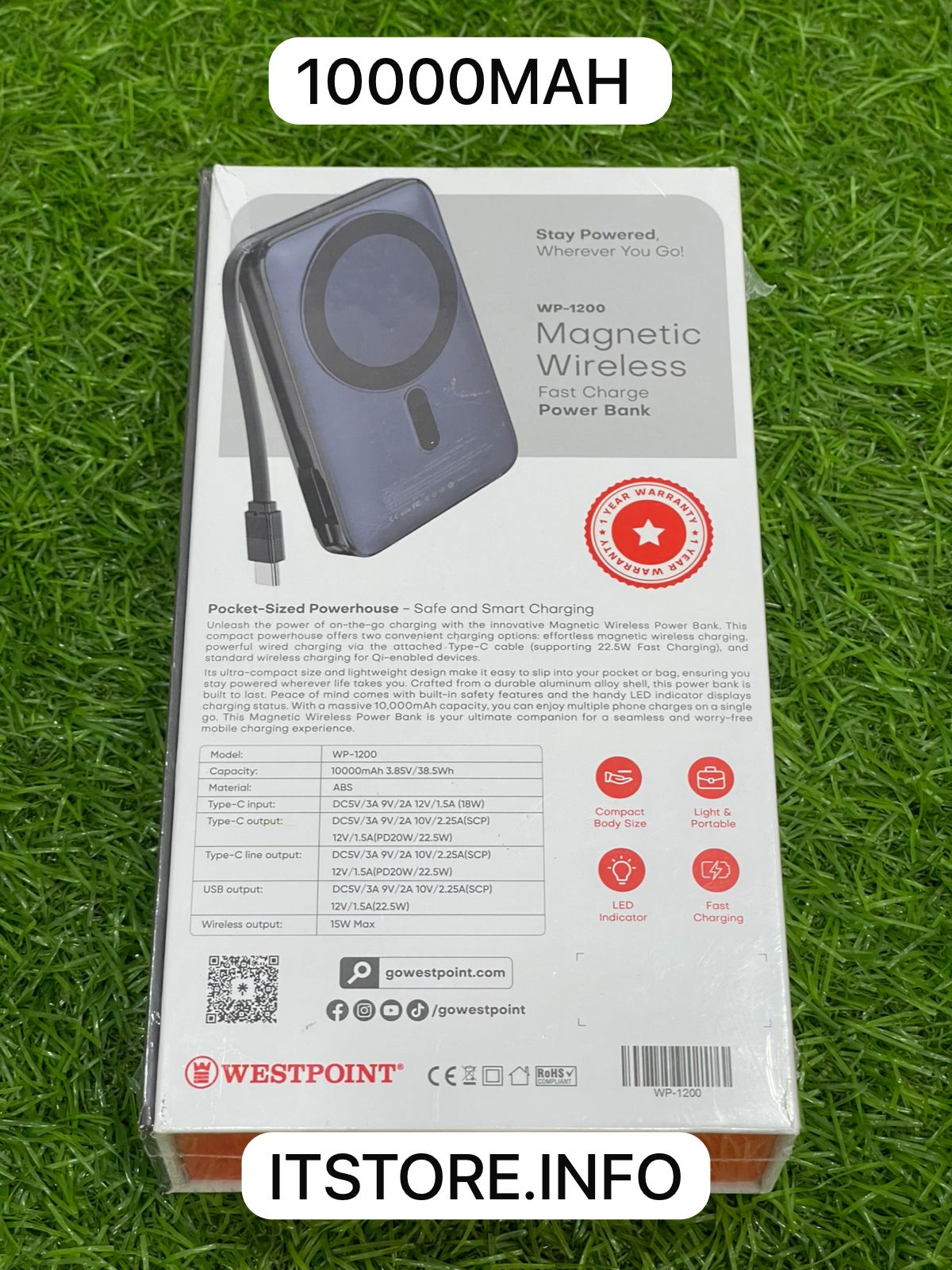 Original Westpoint 22.5W Fast Charge Power Bank with Built-in Type-C Cable Faisalabad
