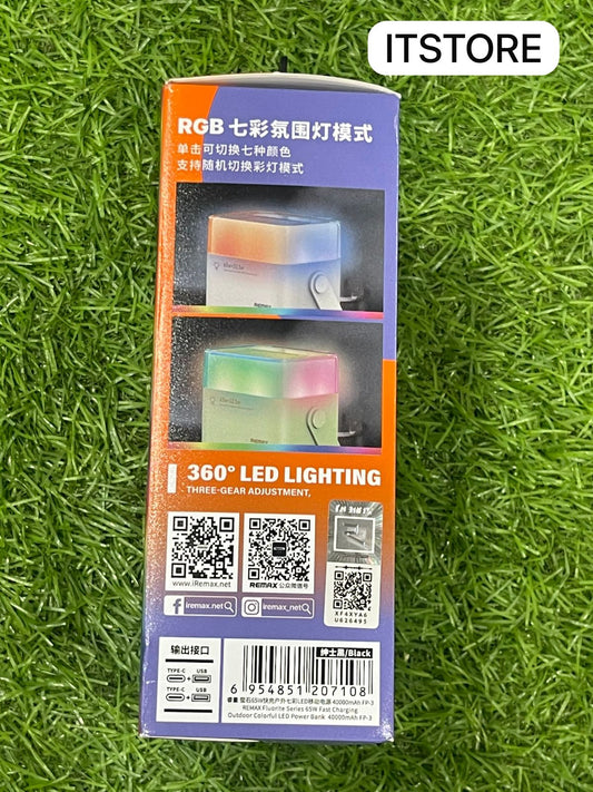 Original Remax FP-3 65W Laptop Power Bank with RGB LED Light Faisalabad