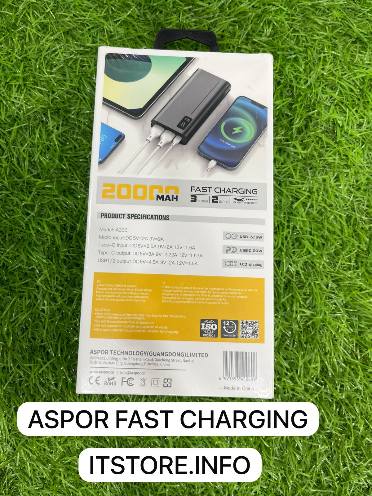 A336 20000mAh Portable Fast Charging Power Bank