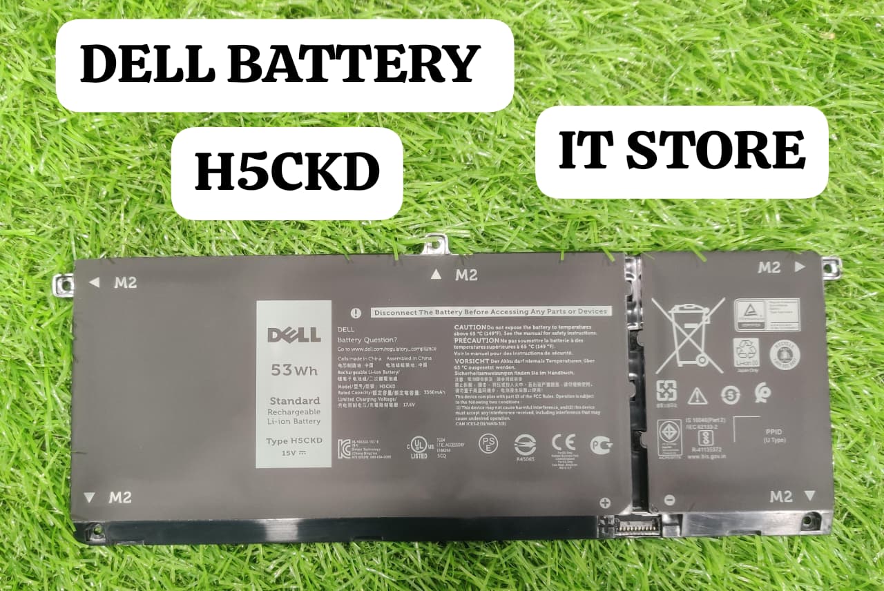 Original Dell H5CKD 53Wh 4-Cell Laptop Battery Front View