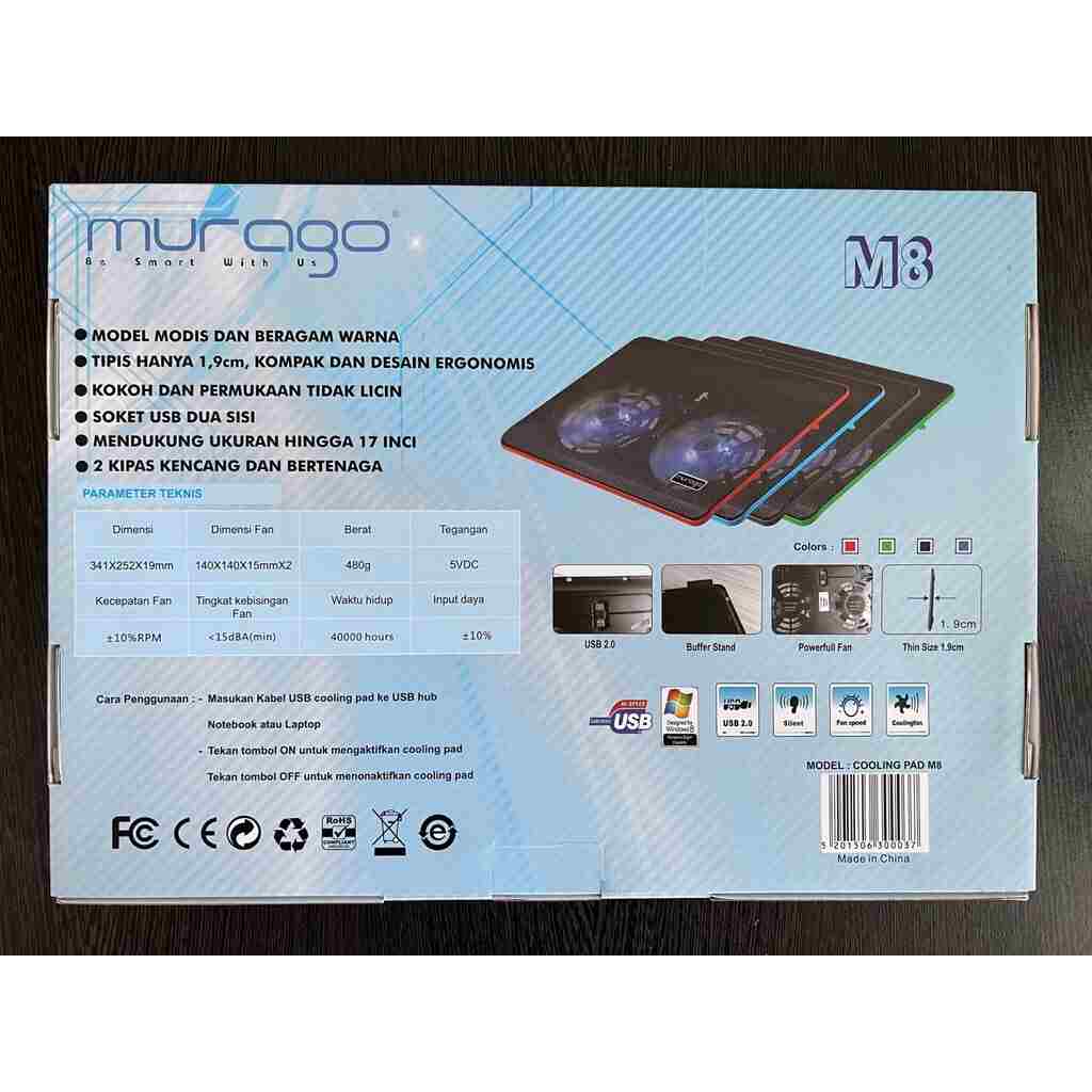 Murago M8 2-Fan Laptop Cooling Pad Price in Faisalabad | I.T. STORE