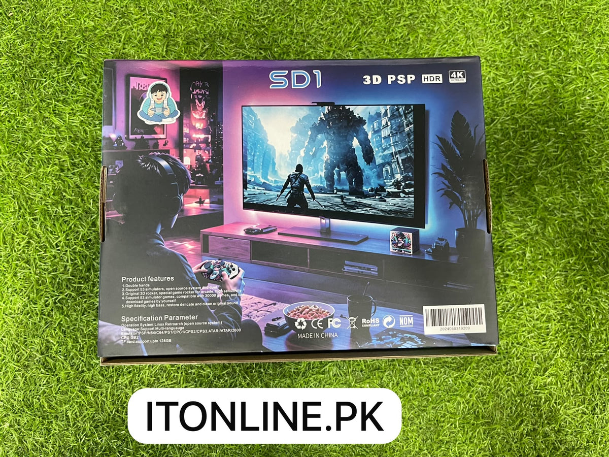 sd1 4k ultra hd retro gaming console specifications and tv setup back view itonline pk