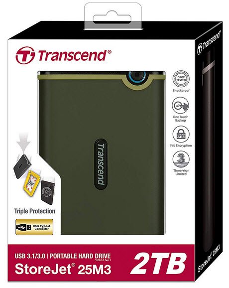 Transcend 2TB StoreJet 25M3 Portable Hard Drive - Military Grade | IT Store
