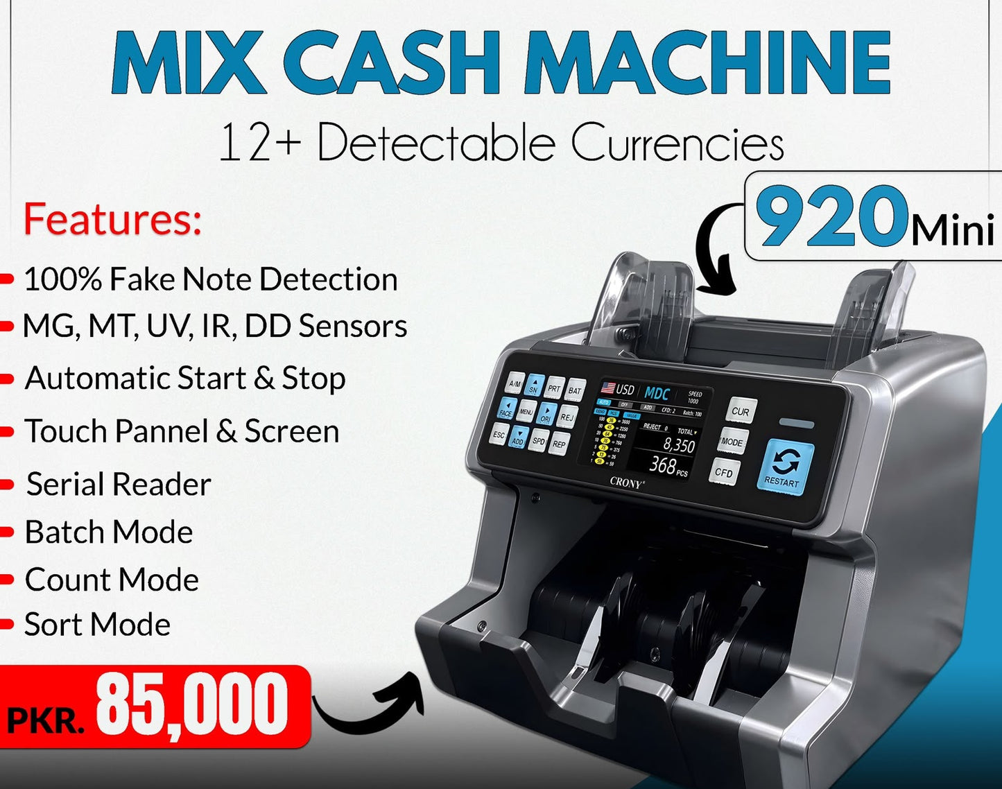 DTECH 920 Mini Mix Value Cash Counting Machine Price in Pakistan I.T. STORE