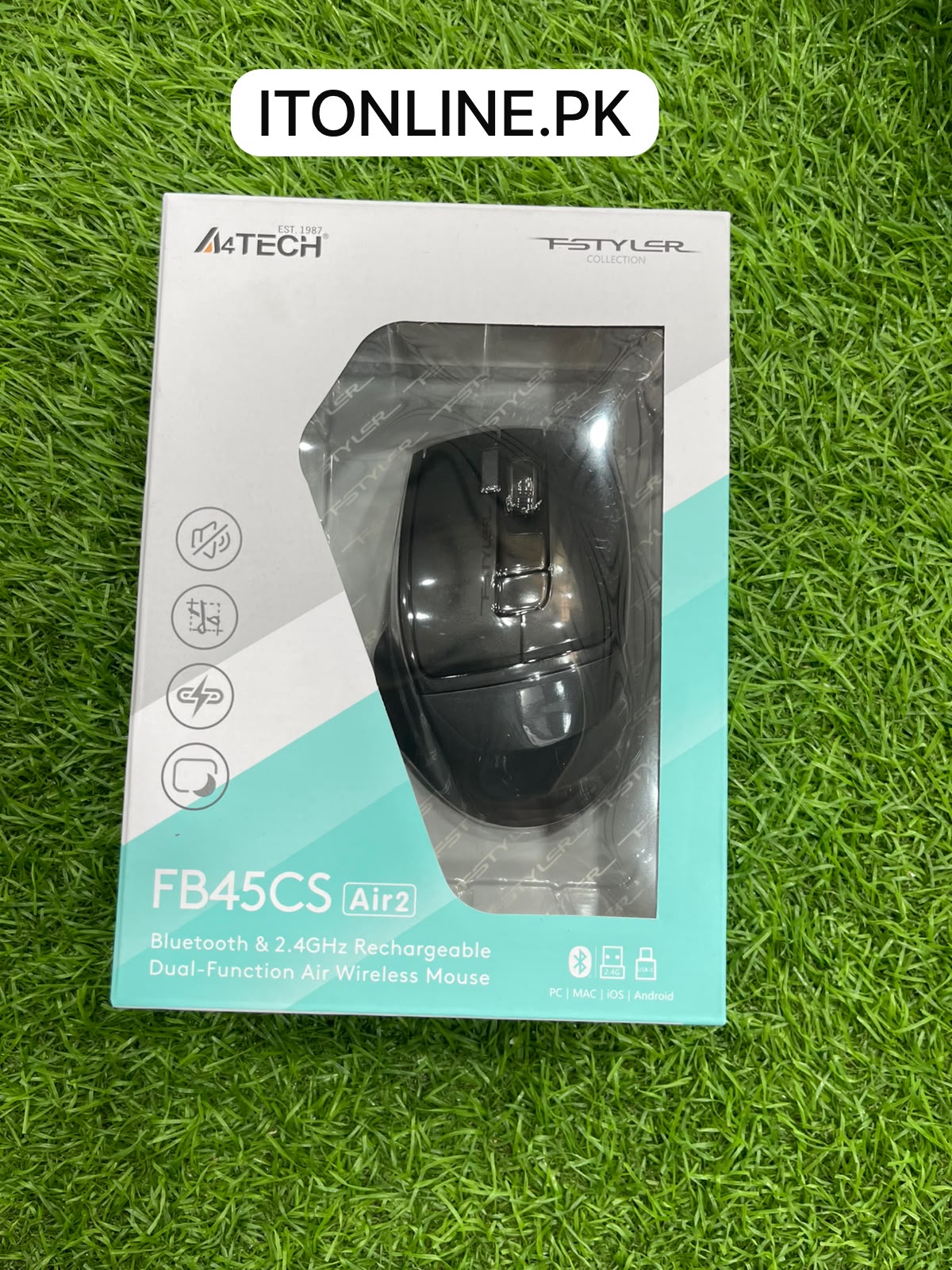 A4Tech FB45CS Air2 Silent Click Ergonomic Rechargeable Mouse Specs Rex City I.T. STORE