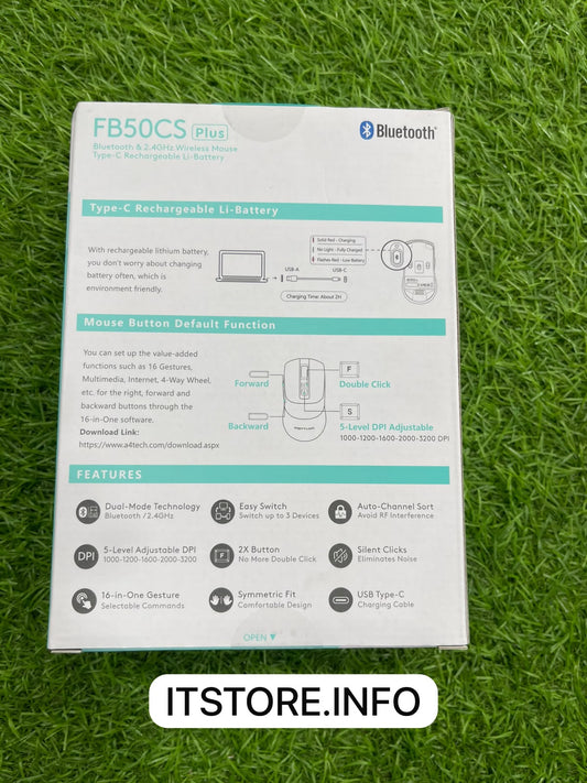 A4Tech FB50CS Plus 3200 DPI Silent Click Mouse Specs Rex City I.T. STORE
