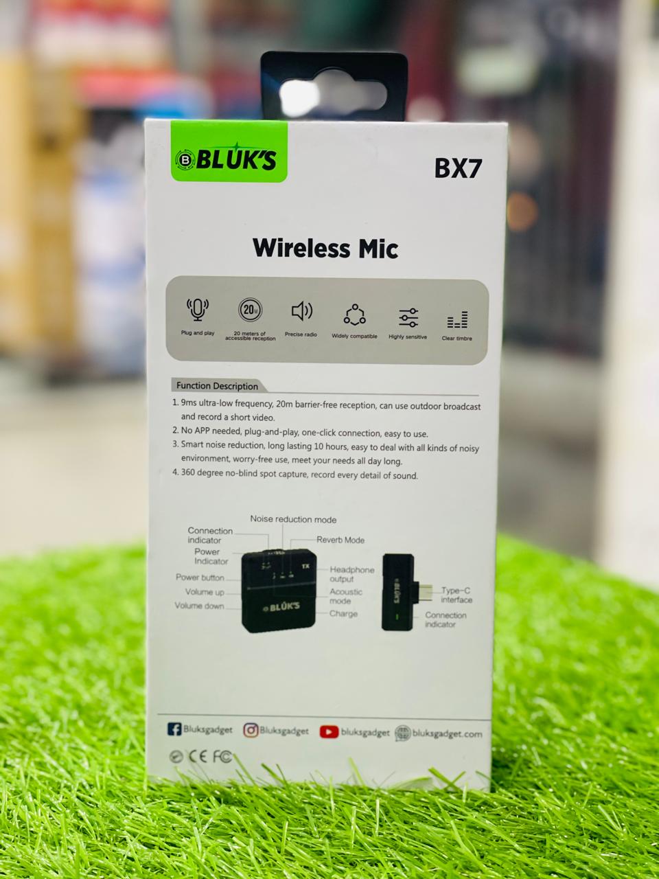 BLUK'S BX7 Wireless Mic | 9ms Ultra-Low Latency | ANC & Reverb Mode | I.T STORE
