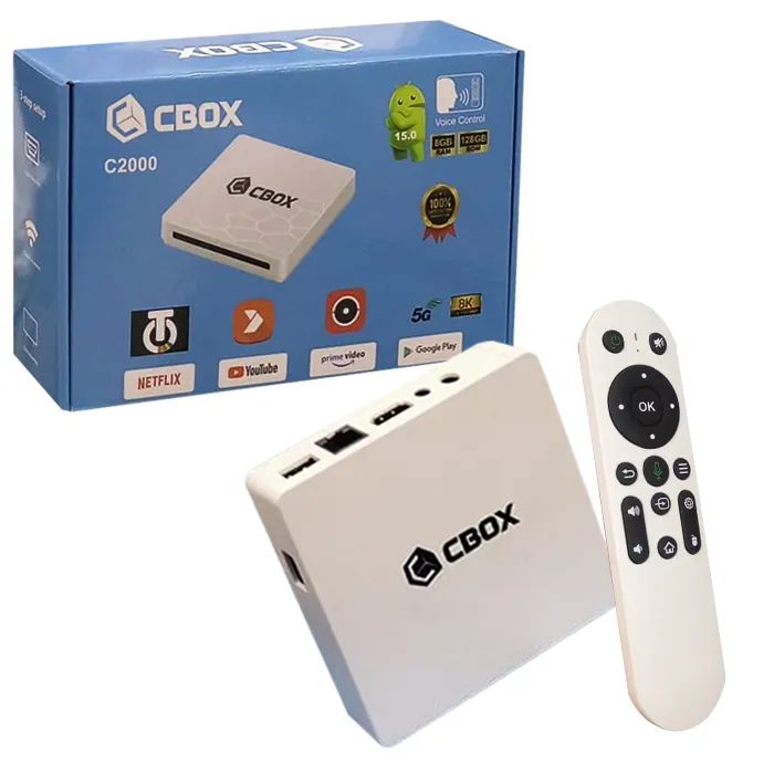 C2000 Android TV Box – 2GB RAM, 16GB ROM – 4K Smart TV Box with Voice Remote