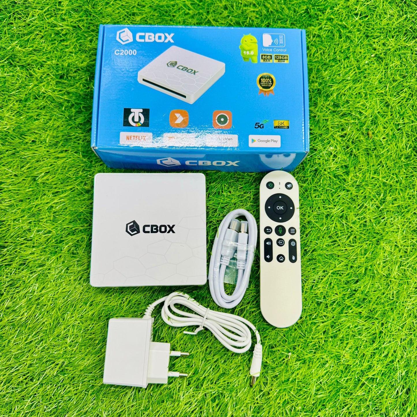 C2000 Android TV Box – 2GB RAM, 16GB ROM – 4K Smart TV Box with Voice Remote