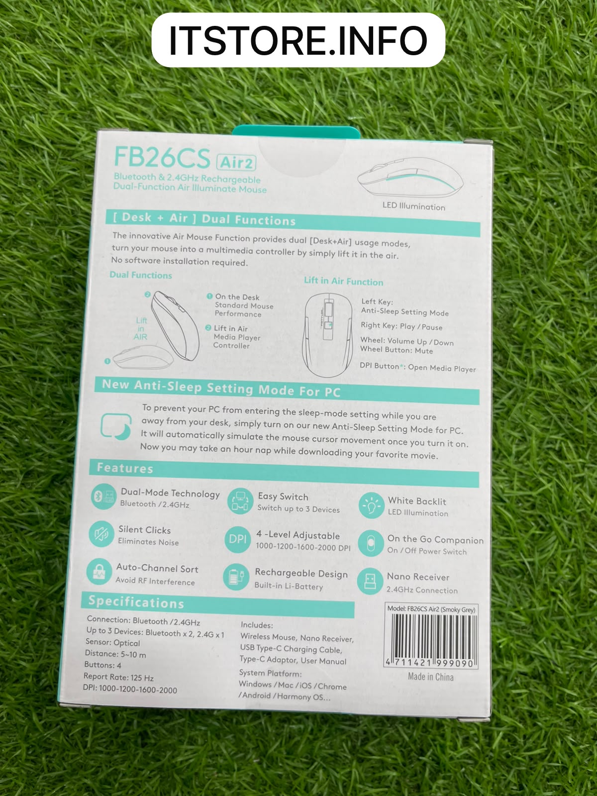 A4Tech FB26CS Air2 Silent Click Rechargeable Mouse Specs Rex City I.T. STORE