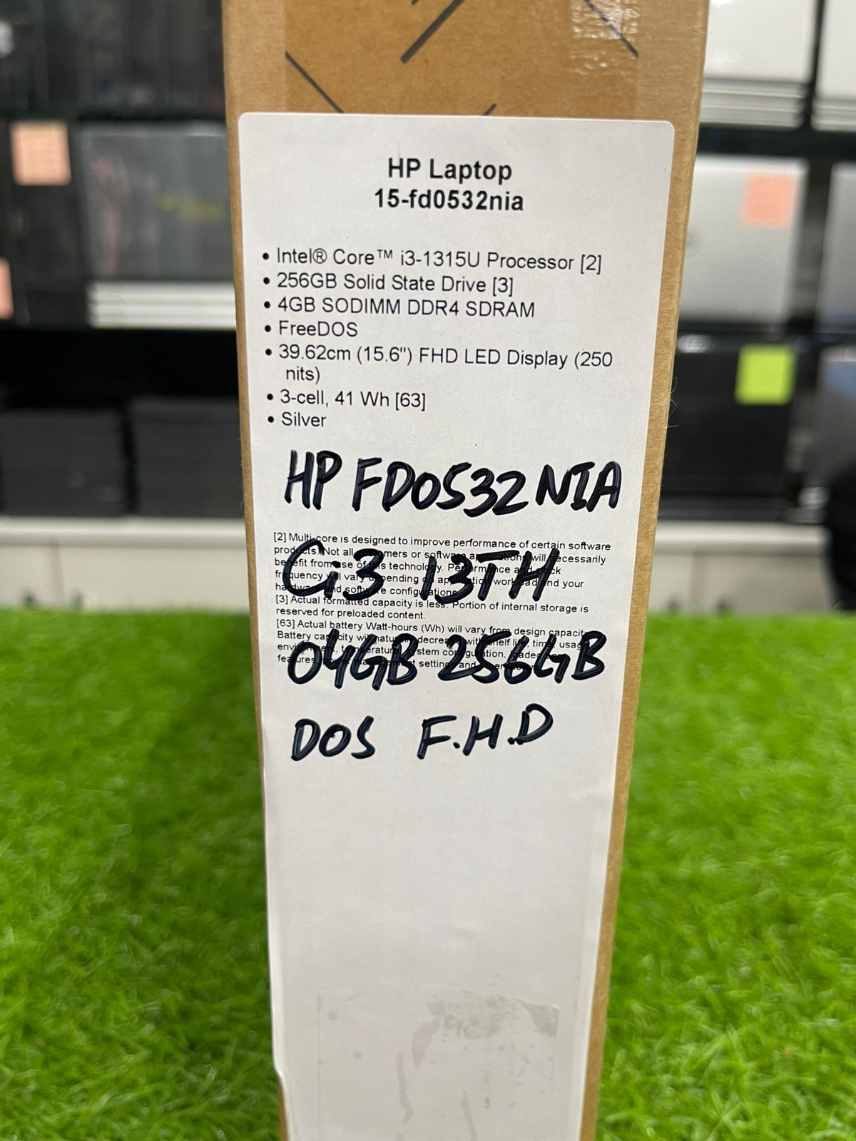 Silver HP 15-fd laptop box pack with 256GB SSD