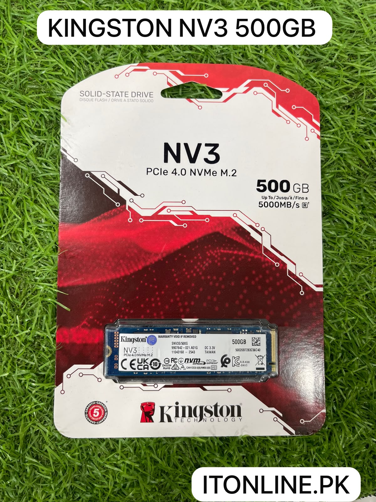 kingston nv3 500gb nvme ssd front blister card 5000mbs itonline pk