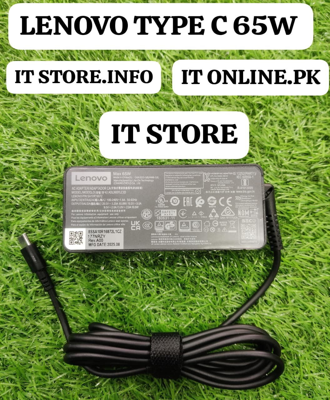 🔌 Original Lenovo 65W Type-C Laptop Charger - Fast Charging Adapter | IT Store