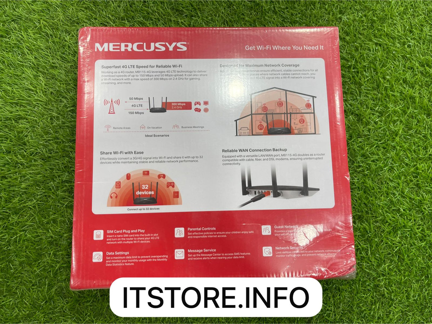 Mercusys MB115-4G Router Box Details and Specifications I.T. STORE