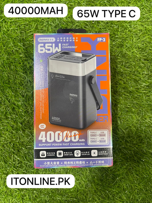 Remax 40000mAh 65W PD Fast Charging Power Bank FP-3 Price in Pakistan I.T. STORE
