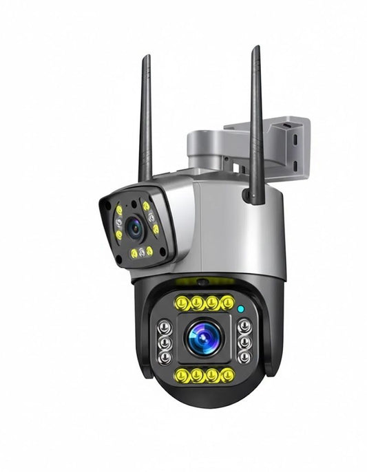SPZ-702 Dual Camera Lens WiFi Outdoor Security Camera 4MP | Color Night Vision (V380 Pro)
