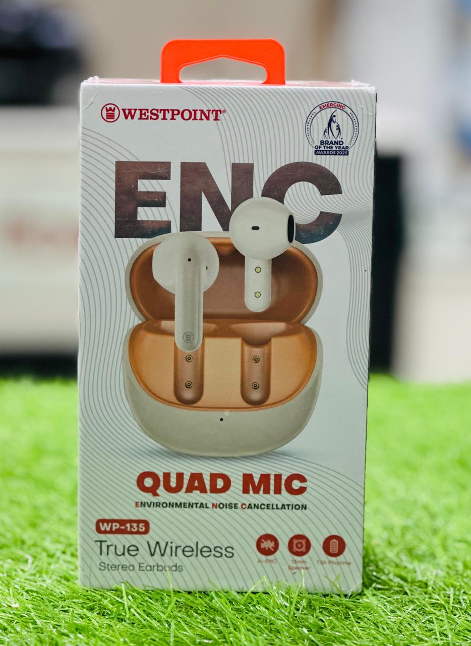 Westpoint WP-135 True Wireless Earbuds | Quad Mic ENC, Bluetooth 5.4, 7.5h Playtime