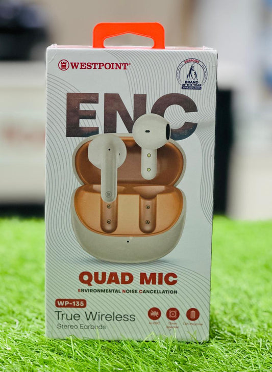 Westpoint WP-135 True Wireless Earbuds | Quad Mic ENC, Bluetooth 5.4, 7.5h Playtime