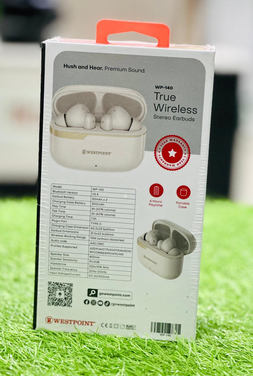 Westpoint WP-140 ENC True Wireless Earbuds | Quad Mic Noise Cancellation | Stereo Sound | Bluetooth Earbuds