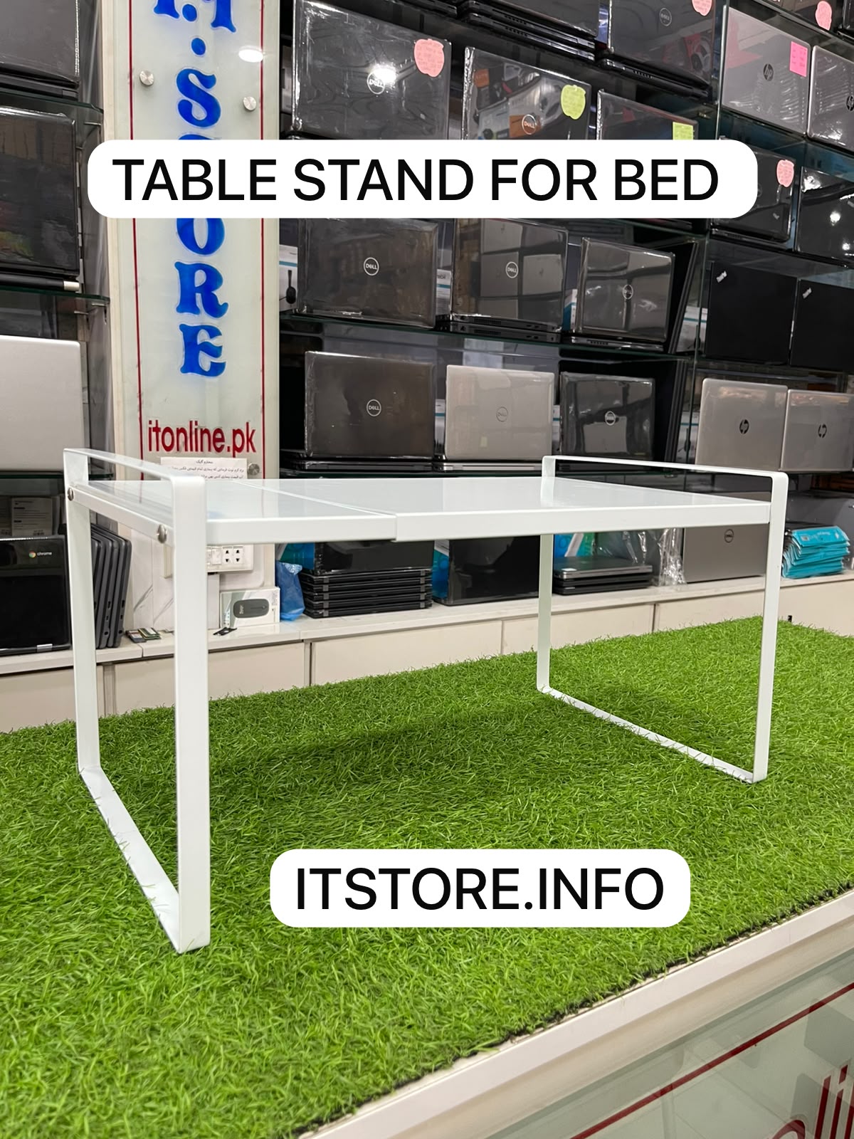 adjustable expandable metal laptop table stand top view white itonline pk[