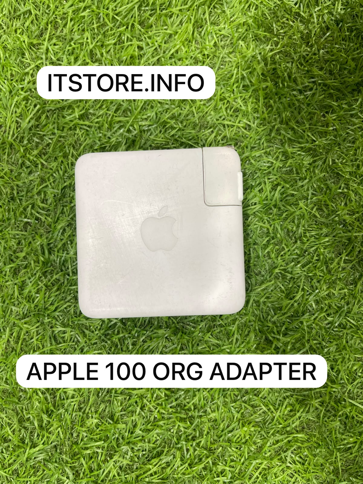 apple 96w macbook charger top logo view itstore info
