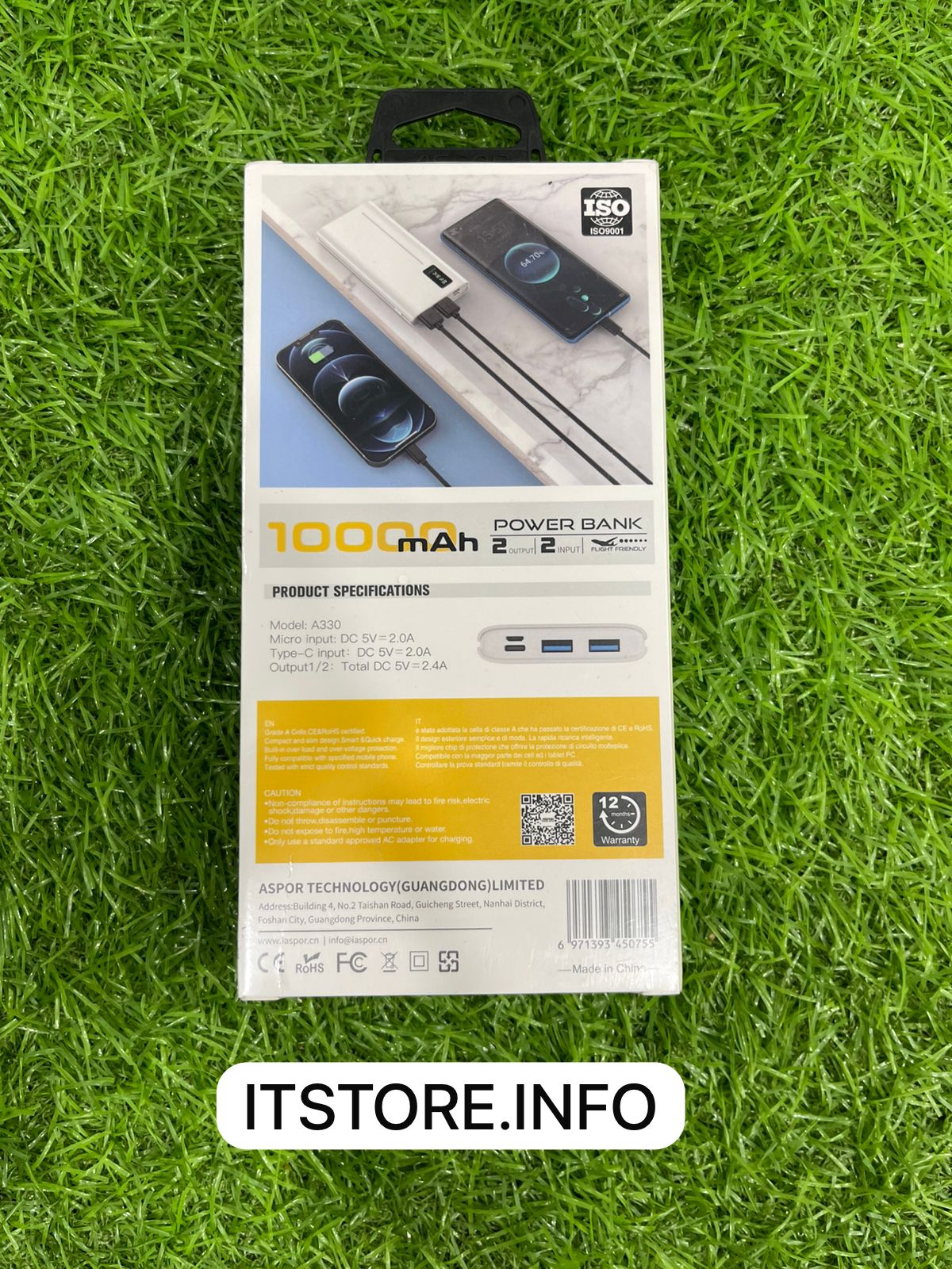Aspor A330 10000mAh Power Bank Fast Charging I.T. STORE Faisalabad