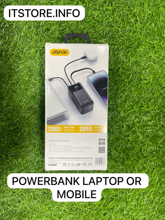 ASPOR A362 High Capacity 20000mAh PD Power Bank ITSTORE Faisalabad