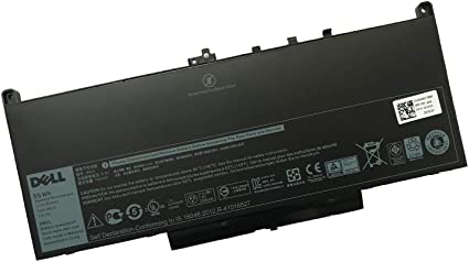 Close-up of Dell J60J5 Battery label showing 7.6V 55Wh specs
