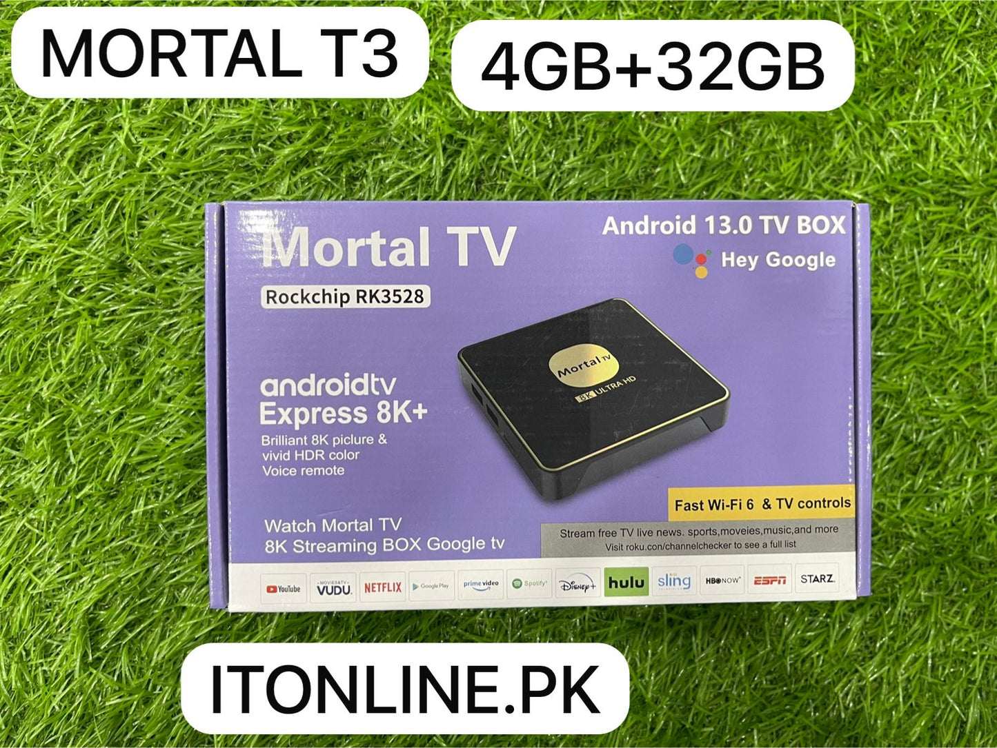 Mortal T3 Android 13.0 TV Box 4GB RAM 32GB Storage Front View