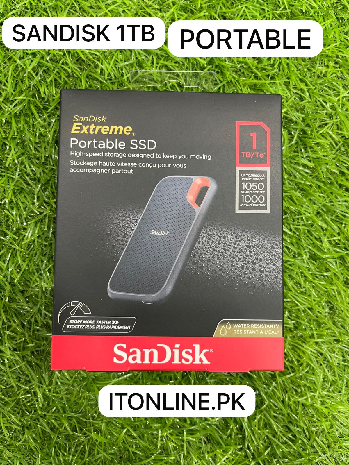 SanDisk Extreme Portable SSD 1TB 1050MB/s Speed Front View