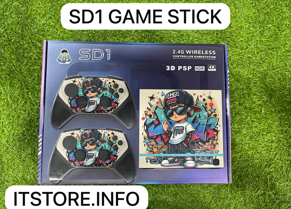 sd1 game stick wireless controllers and game station box front view itstore info   